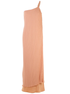 Max Mara Pleated One Shoulder Maxi Dress