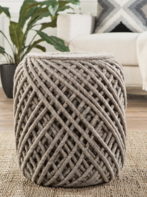 Anneli Gray Textured Cylinder Pouf