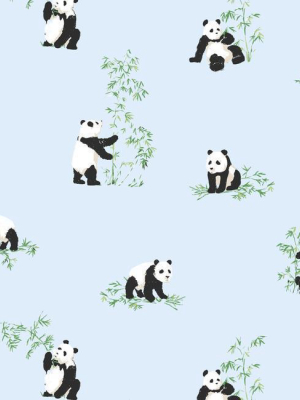 Panda Peel & Stick Wallpaper In Blue By Roommates For York Wallcoverings