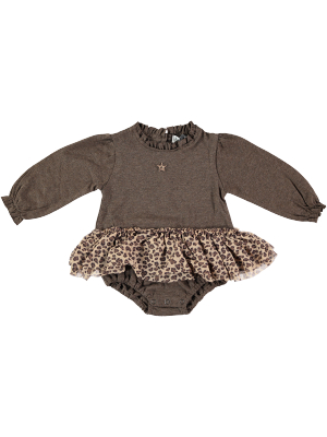 Tocoto Vintage Ruffled Neck Baby Dress - Brown