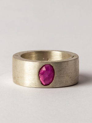 Sistema Ring (0.8 Ct, Punchout Setting, Ruby Faceted Slab, 9mm, Ma+rub)