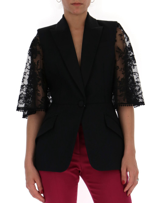 Alexander Mcqueen Lace Sleeve Tailored Jacket