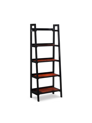 59.84" Calum 5 Shelf Bookshelf Black Cherry - Linon