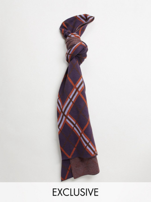 Collusion Unisex Scarf In Brown Check