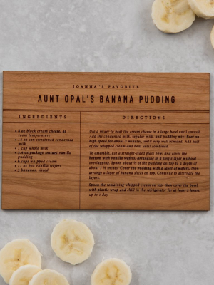 Banana Pudding Wooden Recipe Card