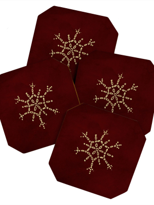 Chelsea Victoria Gold Snowflake No 2 Coaster Set - Deny Designs