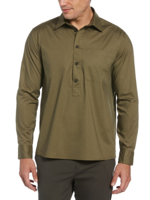 Solid Popover Stretch Shirt