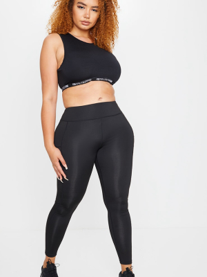 Plus Alexis Black Panelled Gym Leggings