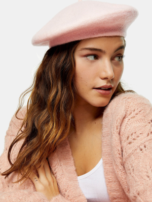 Pink Wool Blend Beret