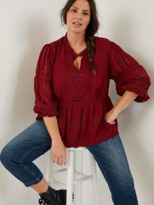 Anouk Eyelet Lace Blouse