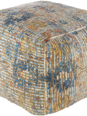 Coventry Woven Pouf In Saffron