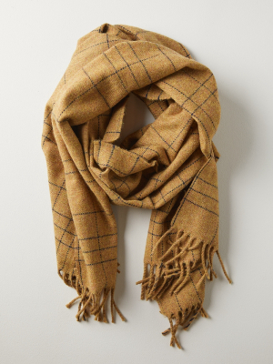 Merino Wool Yellow Check Wrap