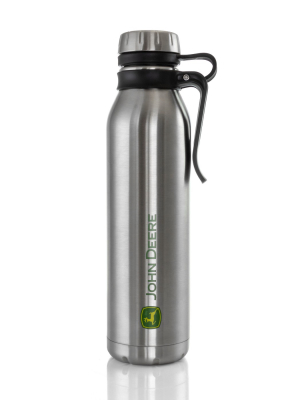 John Deere 25.5 Ounce Stainless Steel Thermal Bottle In Green With Cap And Carry Loop