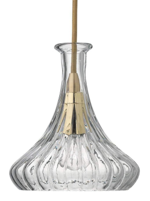 Sophia Carafe Pendant In Clear Glass With Brass Hardware