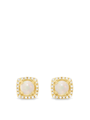 Effy Aurora 14k Yellow Gold Opal And Diamond Stud Earrings, 0.92 Tcw