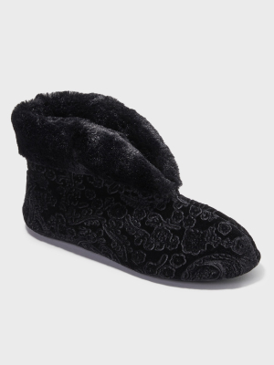 Women's Dearfoams Bootie Slippers - Black