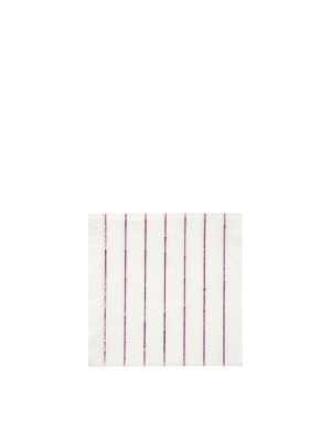 Metallic Pink Stripe Small Napkins