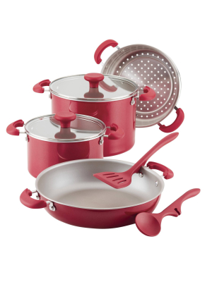 Rachael Ray Create Delicious 8pc Aluminum Nonstick Cookware Stacking Set Red