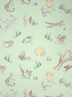 Quentin's Menagerie Wallpaper In Green From The Zagazoo Collection By Osborne & Little