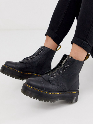 Dr Martens Sinclair Flatform Zip Leather Boots In Tumbled Black