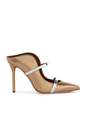 Maureen 100mm - Gold Silver Leather Stiletto Mule