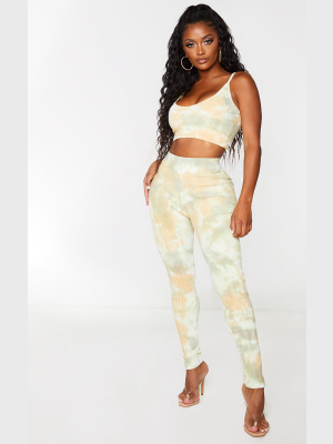 Shape Sage Green Tie Dye Thick Rib Leggings