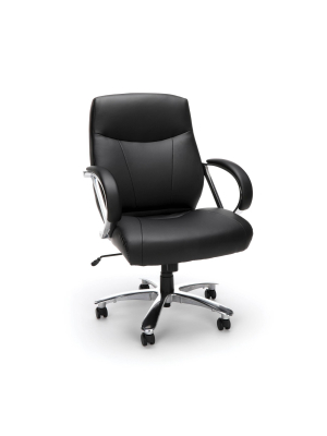 Big And Tall Mid Back Leather Executive Chair - Ofm