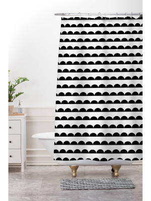 Little Arrow Design Co Mod Scallops Shower Curtain Black/white - Deny Designs