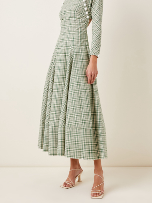 Hold My Bolero Checked Halterneck Cotton-blend Maxi Dress