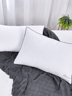 Puredown Embroidery 75% White Goose Down Bed Pillow