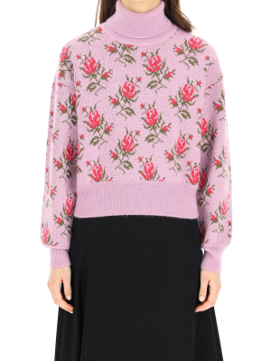 Redvalentino Floral Jacquard High-neck Jumper