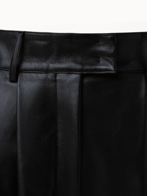 High Waisted Lamb Nappa Leather Shorts