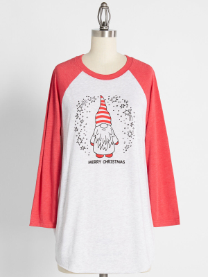 Gnome For The Holidays Graphic Raglan Tee