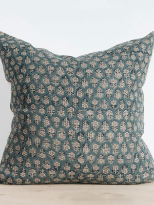 Linen Hand Block-printed Pillow Cover No. 0269