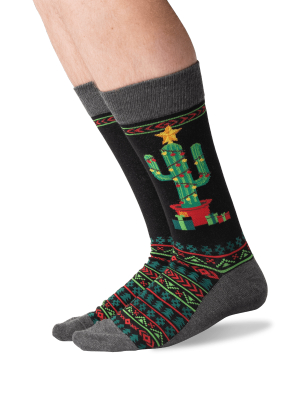 Men's Christmas Cactus Crew Socks