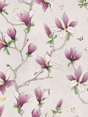 Magnolia Wallpaper (two Rolls) In Violet From The Kingdom Home Collection By Milton & King