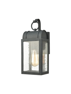 Heritage Hills 1-light 14 X 6 X 6 Outdoor Sconce In Aged Zinc With Seedy Glass Enclosure