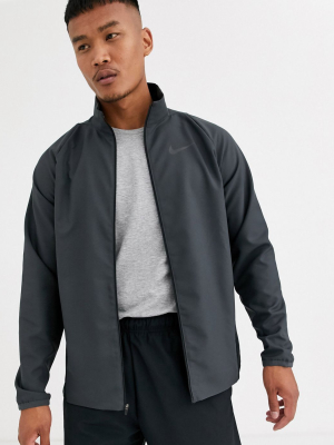 Nike Training Zip Up Woven Jacket In Dark Gray