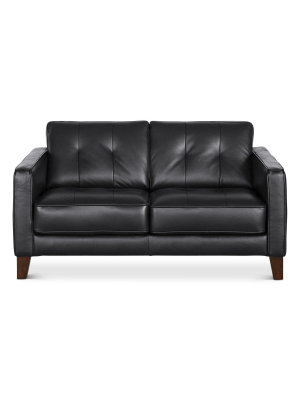 Gregata Leather Loveseat - Black