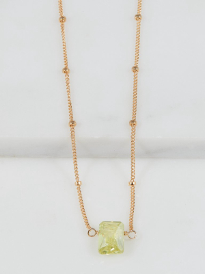 Stone Drop Choker, Peridot Cz