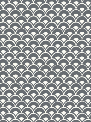 Stacked Scallops Wallpaper In Grey Blue From The Magnolia Home Vol. 3 Collection By Joanna Gaines