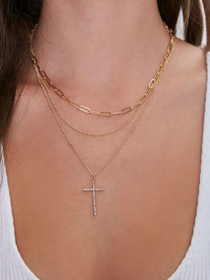 Cross Pendant Layered Necklace