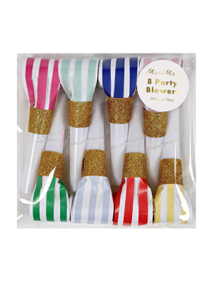 Bright Stripe Party Blowers (x 8)