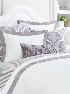 English Grey Linden Border Duvet Cover