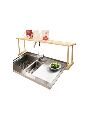 Home Basics Space-saving Oak Wood Over The Sink Multi-use Shelf