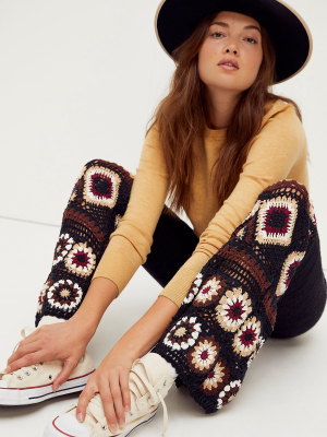 Border Crochet Flare Pants