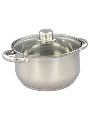 Gourmet Chef 8qt Stainless Steel Stock Pot With Glass Lid