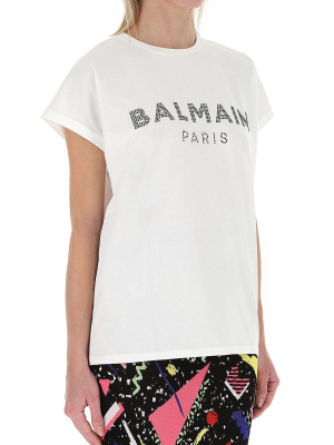 Balmain Rhinestone-embellished Logo T-shirt