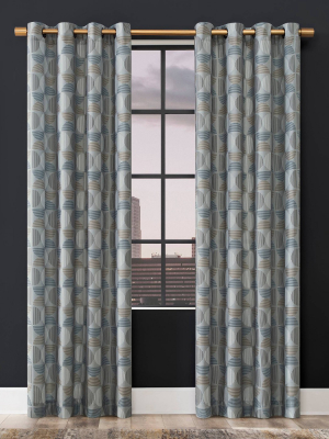 Drake Mid-century Geometric Light Filtering Grommet Top Curtain Panel - Scott Living