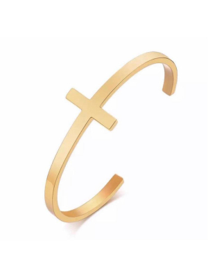 Sahira Jamie Side Cross Cuff Gold